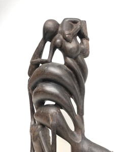 Artist Signed Expertly Carved Figural Hardwood Makonde Modernist Spirit Sculpture&nbsp