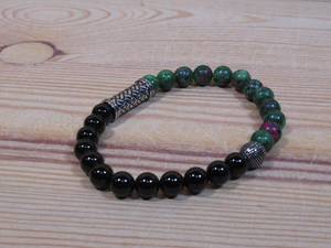 lot 108 image: Invicta Jewelry Mens Stainless Steel & Choice of Genuine Gemstone Stretch Bracelet Size Medium