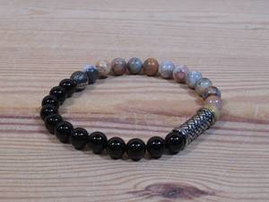 lot 109 image: Invicta Jewelry Mens Stainless Steel & Choice of Genuine Gemstone Stretch Bracelet Size Medium