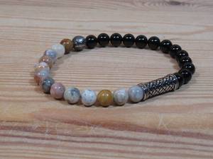 lot 110 image: Invicta Jewelry Mens Stainless Steel & Choice of Genuine Gemstone Stretch Bracelet Size Large