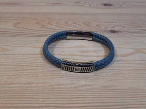 lot 129 image: Invicta Jewelry Mens Stainless Steel 8.25 Double Row Braided Leather Bracelet