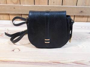 lot 153 image: Accessory Street Lizard Embossed Leather Saddle Bag - Black