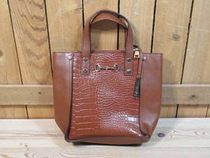 lot 148 image: Accessory Street Croco Embossed Leather Mini Tote Bag - Cognac