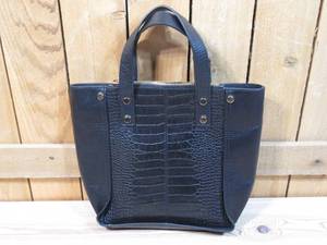 lot 152 image: Accessory Street Croco Embossed Leather Mini Tote Bag - Black