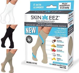 lot 53 image: Skineez Medical Grade Advanced Healing Compression Socks Lot of TWO black pairs