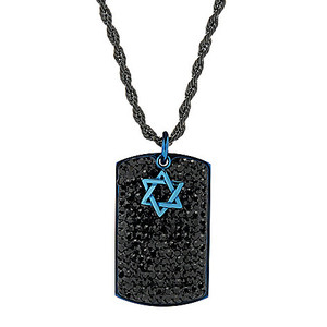 lot 71 image: Invicta Jewelry Mens Stainless Steel 24 Star of David Crystal Accented Necklace