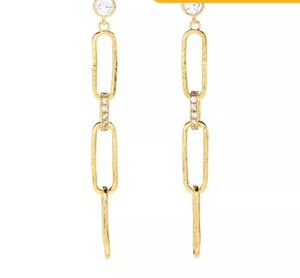 lot 78 image: Golden Odyssey for Brilliante 4.34 DEW Simulated Diamond Paperclip Drop Earrings