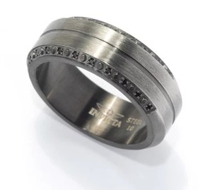 lot 95 image: Invicta Jewelry Mens Stainless Steel 1.92 Dew Simulated Diamond Band Ring Gunmetal Size 10