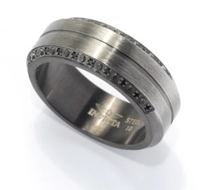 lot 96 image: Invicta Jewelry Mens Stainless Steel 1.92 Dew Simulated Diamond Band Ring Gunmetal Size 11