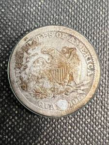 1854 arrows US SEATED QUARTER HOLED & PLUGGED