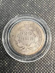 1857 US SEATED LIBERTY DIME IN AIRTITE
