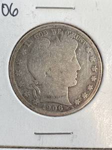 4 BARBER HALF DOLLARS 1906 1907O 1908O 1911S