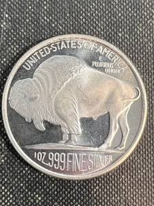 1 TROY OZ .999 FINE SILVER INDIAN BUFFALO ROUND