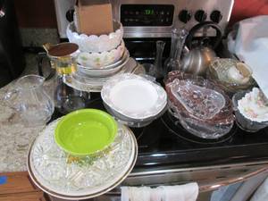 Large assortment of cut glass dishe...