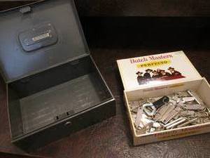 Metal cash box and Former cigar box...