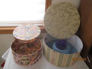2 decorative hat boxes and 1 large ...