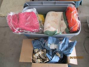 Large lidded tote and small box ful...