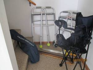 Lot of medical walking aids, an umb...