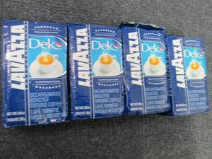 lot 62 image: 4 pks Lavazza Dek Ground Coffee Ble...