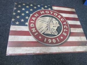 lot 93 image: Metal Indian Motorcycle Sign 16x12....