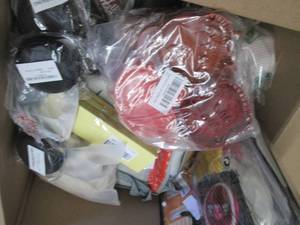 lot 268 image: Box of Assorted Small Overstock Ite...
