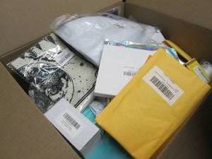 lot 396 image: Box of Assorted Small Overstock Ite...