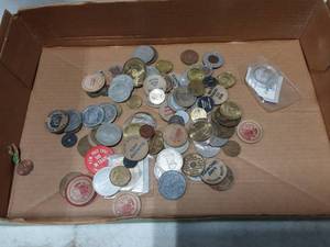 lot 22 image: Lot Of Misc. Tokens & Wooden Nickels