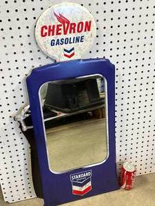 lot 5 image: Chevron Standard Gasoline Mirror 31 Inches Tall