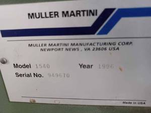 1996 Muller Martini Apollo Counter Stacker Model 1540, Serial No. 949670 (Working when taken out of service)