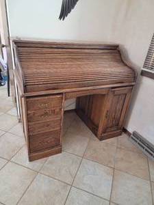 lot 24 image: Oak Roll-Top Desk