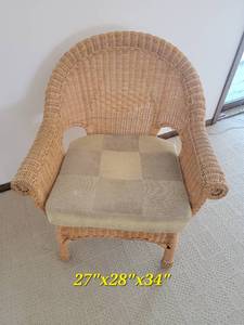lot 55 image: Blond Wicker Bowback Armchair