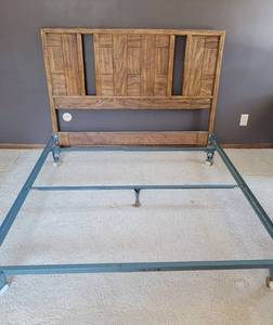 lot 4 image: Campaign Style Drexel Queen Headboard & Frame
