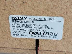 lot 60 image: Sony SS-U231 Stereo Speakers