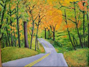 lot 64 image: Dense Woodland Road Signed Alan