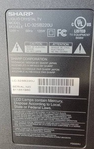 lot 49 image: Sharp 32 LCD TV LC-32SB220U