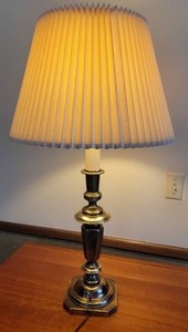 lot 17B image: Elegant Brass Candlestic Lamp by Stiffel