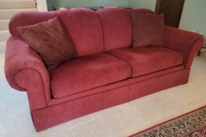 lot 10C image: Ultra-Luxury Red Sofa by Rowe Furniture