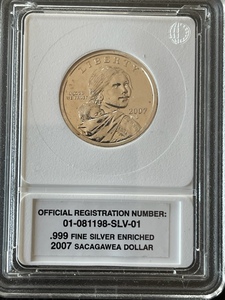 2007-D Sacagawea Dollar Coin .999 Fine Silver Enriched