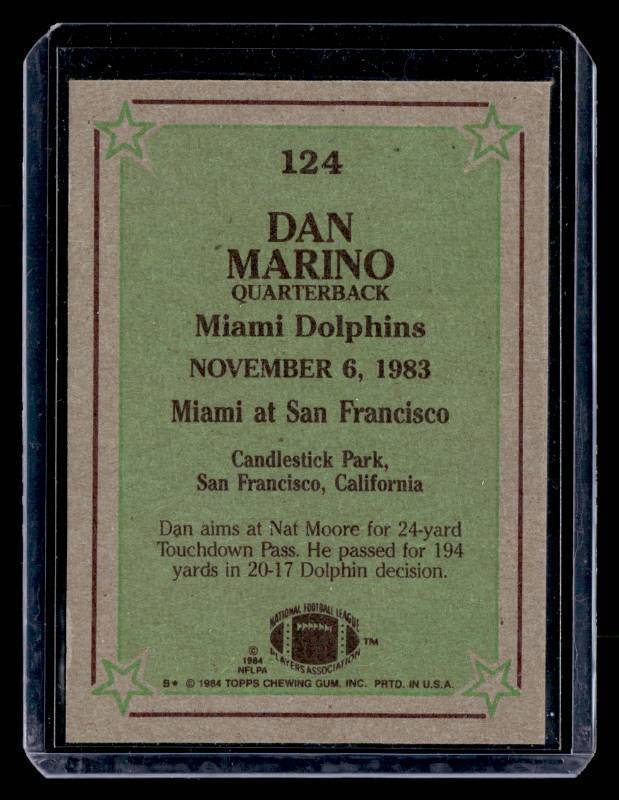 lot 112 image: 1984 Topps Instant Replay Dan Marino Rookie #124