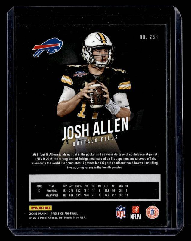 lot 126 image: 2018 Prestige Josh Allen Rookie #234