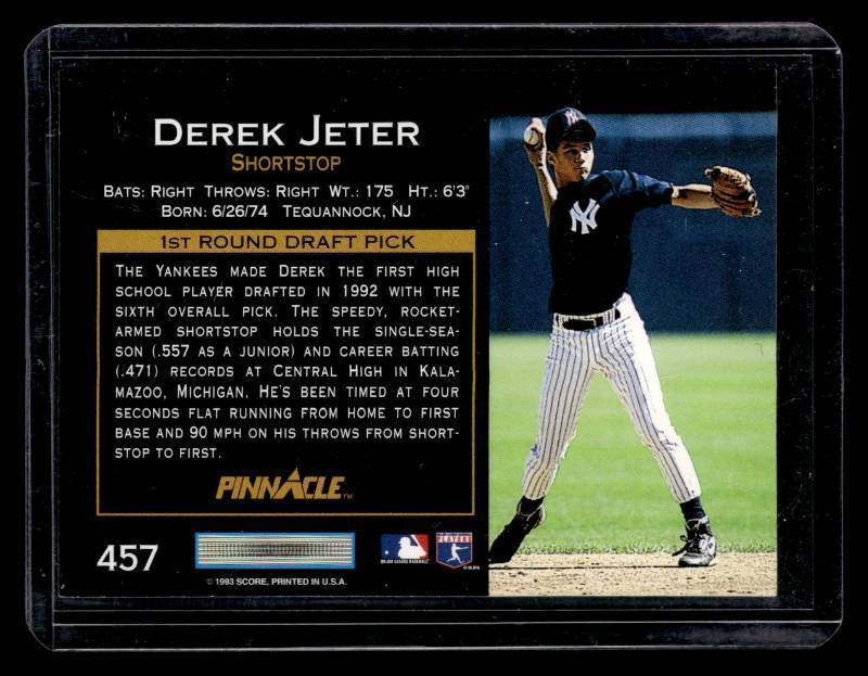 lot 154 image: 1993 Pinnacle Derek Jeter Rookie Card #457