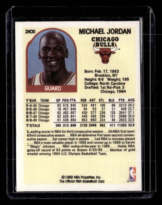 lot 174 image: 1990 NBA Hoops Michael Jordan #200