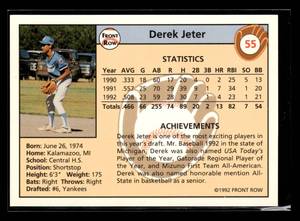 lot 25 image: 1993 Front Row Derek Jeter Rookie Card #55