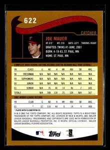 lot 34 image: 2002 Topps Joe Mauer Rookie Card #622