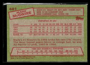 lot 36 image: 1985 Topps Mark McGwire Rookie Card #401
