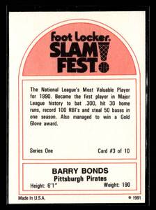 lot 40 image: 1991 Foot Locker Slam Fest Barry Bonds #3