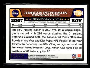 lot 70 image: 2008 Bowman Chrome Bronze Refractor Adrian Peterson Serial #314425