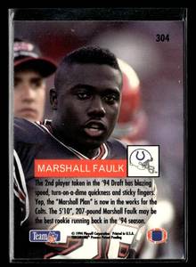 lot 71 image: 1994 Playoff Marshall Faulk Rookie Card #304