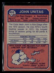 lot 76 image: 1973 Topps John Unitas #455