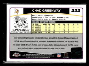 lot 79 image: 2006 Topps Chrome Chad Greenway Autograph Rookie Card #232